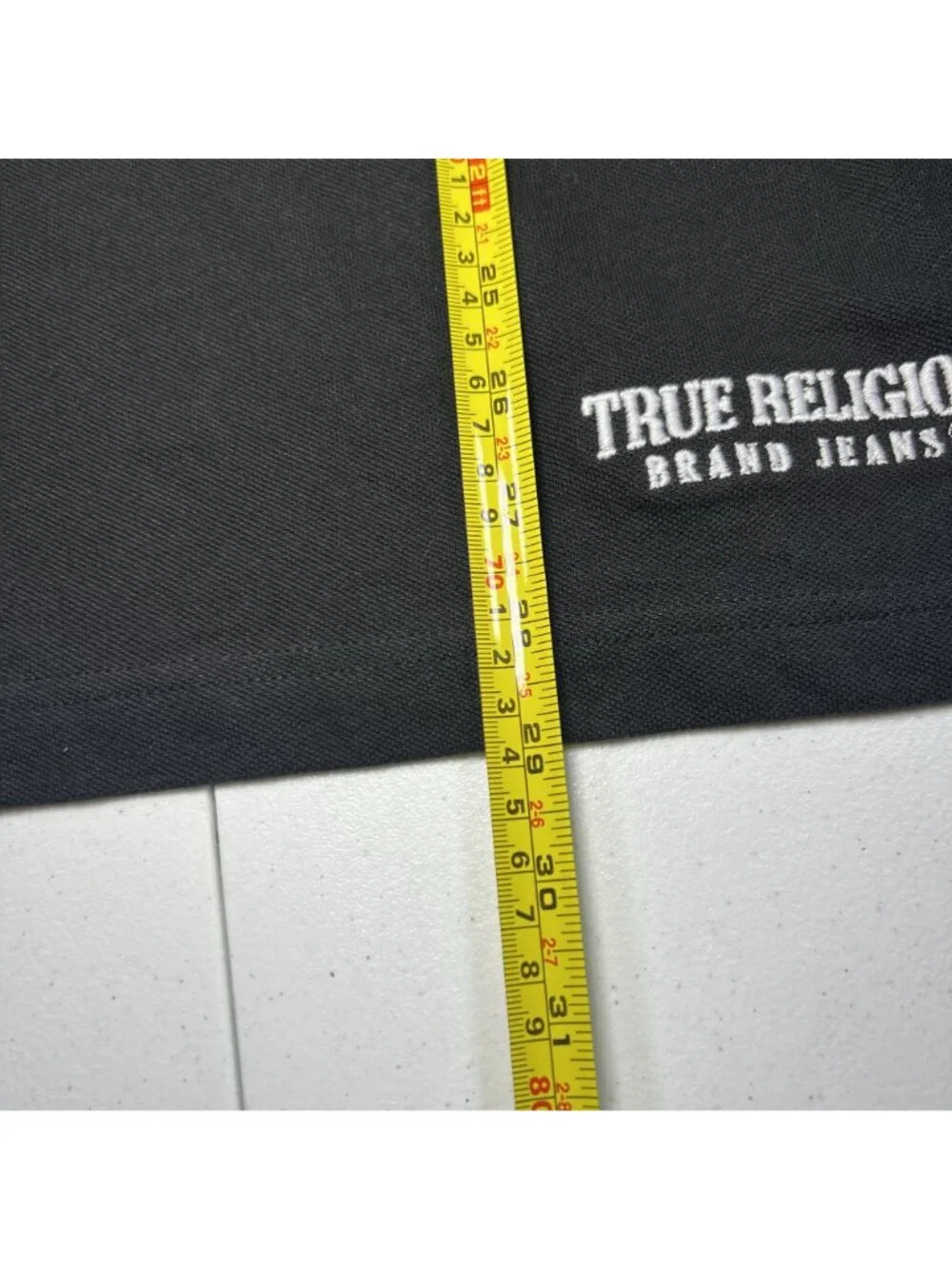 True Religion Mens Black Branded Collar Polo Shirt Short Sleeve Size XL NWT